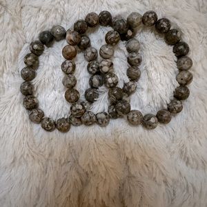 Handmade natural stone stretch beaded bracelets (set of 3)